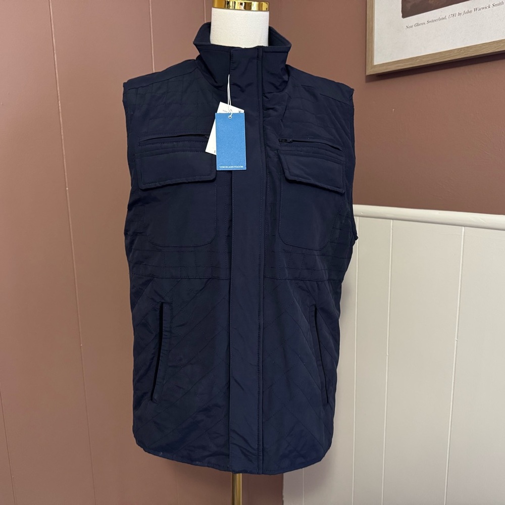NWT Vince Camuto Men’s Navy Blue Casual Quilted Vest